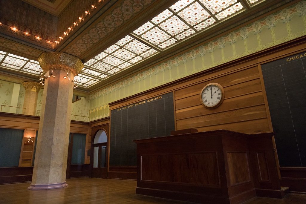 Stock exchange trading room floor